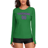 Custom Emerald Green Light Purple Women's Long-Sleeve Shirt