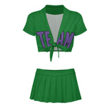 Custom Emerald Green Light Purple Cheerleading Uniform Set