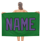 Custom Emerald Green Light Purple Beach Towel