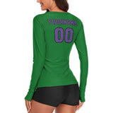 Custom Emerald Green Light Purple Women's Long-Sleeve Shirt