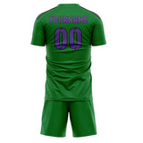 Custom Emerald Green Light Purple Soccer Jersey