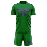 Custom Emerald Green Light Purple Soccer Jersey