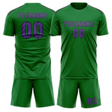 Custom Emerald Green Light Purple Soccer Jersey