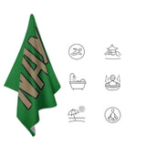 Custom Emerald Green Light Khaki Beach Towel