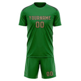 Custom Emerald Green Light Khaki Soccer Jersey