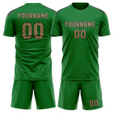 Custom Emerald Green Light Khaki Soccer Jersey