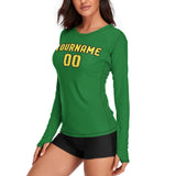 Custom Emerald Green Light Yellow Women's Long-Sleeve Shirt