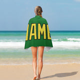 Custom Emerald Green Light Yellow Beach Towel