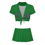 Custom Emerald Green Blue Green Cheerleading Uniform Set