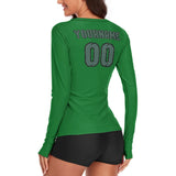Custom Emerald Green Blue Green Women's Long-Sleeve Shirt