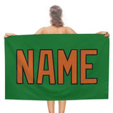 Custom Emerald Green Orange Beach Towel