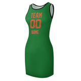 Custom Emerald Green Orange Sleeveless Vest Dress