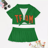 Custom Emerald Green Orange Cheerleading Uniform Set
