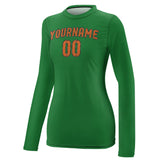 Custom Emerald Green Orange Women's Long-Sleeve Shirt