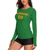 Custom Emerald Green Gold Women's Long-Sleeve Shirt