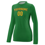 Custom Emerald Green Gold Women's Long-Sleeve Shirt