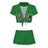 Custom Emerald Green Brown Cheerleading Uniform Set