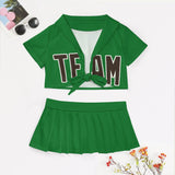 Custom Emerald Green Brown Cheerleading Uniform Set