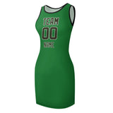Custom Emerald Green Olive Sleeveless Vest Dress