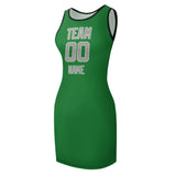 Custom Emerald Green Gray Sleeveless Vest Dress