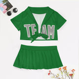 Custom Emerald Green Gray Cheerleading Uniform Set