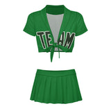 Custom Emerald Green Dark Green Cheerleading Uniform Set
