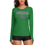 Custom Emerald Green Purple Women's Long-Sleeve Shirt
