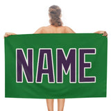 Custom Emerald Green Purple Beach Towel