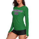 Custom Emerald Green Purple Women's Long-Sleeve Shirt