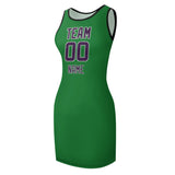 Custom Emerald Green Purple Sleeveless Vest Dress