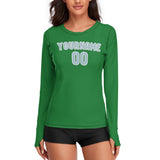 Custom Emerald Green Light Blue Women's Long-Sleeve Shirt