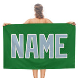 Custom Emerald Green Light Blue Beach Towel