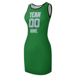 Custom Emerald Green Light Blue Sleeveless Vest Dress