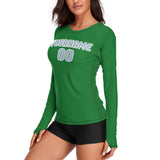 Custom Emerald Green Light Blue Women's Long-Sleeve Shirt