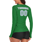 Custom Emerald Green Light Blue Women's Long-Sleeve Shirt