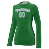 Custom Emerald Green Light Blue Women's Long-Sleeve Shirt