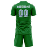 Custom Emerald Green Light Blue Soccer Jersey