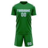 Custom Emerald Green Light Blue Soccer Jersey