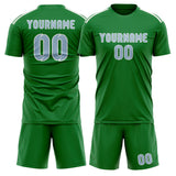 Custom Emerald Green Light Blue Soccer Jersey