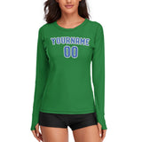 Custom Emerald Green Sky Blue Women's Long-Sleeve Shirt