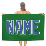 Custom Emerald Green Sky Blue Beach Towel