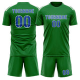 Custom Emerald Green Sky Blue Soccer Jersey