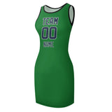 Custom Emerald Green Blue Sleeveless Vest Dress