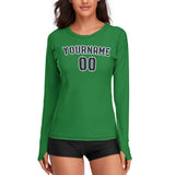 Custom Emerald Green Navy Women's Long-Sleeve Shirt