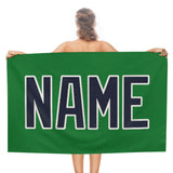 Custom Emerald Green Navy Beach Towel