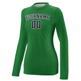 Custom Emerald Green Navy Women's Long-Sleeve Shirt