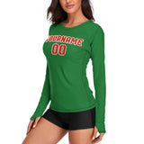 Custom Emerald Green Orange Red Women's Long-Sleeve Shirt