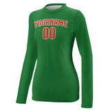Custom Emerald Green Orange Red Women's Long-Sleeve Shirt