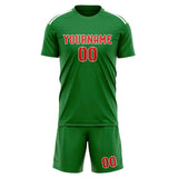 Custom Emerald Green Orange Red Soccer Jersey