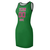 Custom Emerald Green Pink Sleeveless Vest Dress